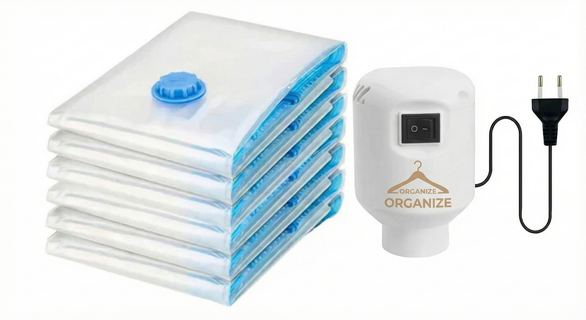 Kit Compact Premium – 5 Sacos a Vácuo + Bomba Elétrica