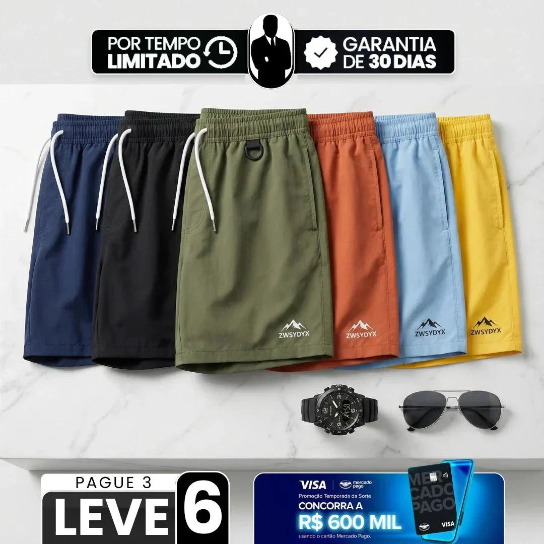 [Leve 6, Pague Só 3!] Bermuda Masculina Bravox em Nylon Leve e Poliéster de Secagem Rápida com Anel D-Ring + BRINDES!
